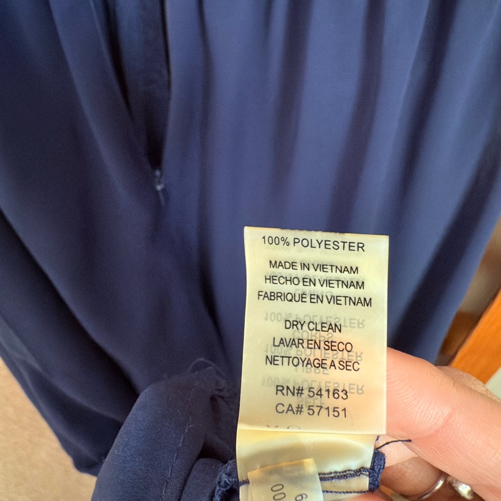 Vince Camuto Navy Blouson Halter Gold Choker Wedding Guest Jumpsuit 4 - Picture 12 of 13